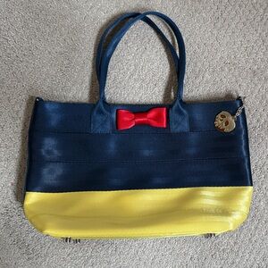 Harveys Navy and Yellow Tote with Red Bow